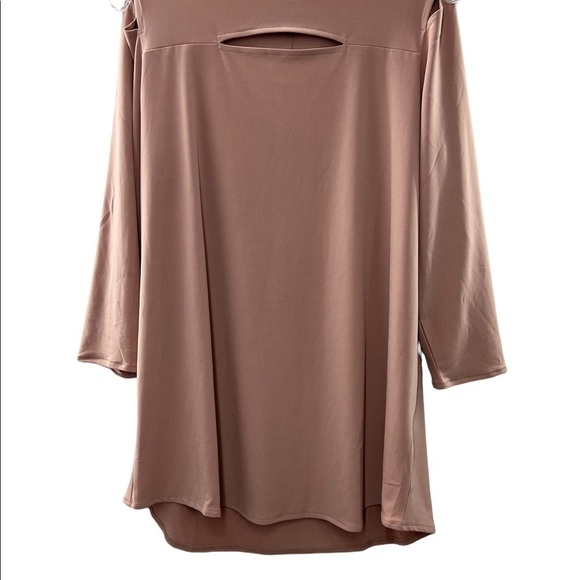 NWT Alfani Cutout 3/4 Sleeve Mocha Large Blouse - Picture 4 of 7